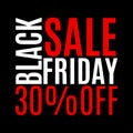 30 percent price off. Black Friday sale banner. Discount background. Special offer, flyer, promo design element. Vector illustrati Royalty Free Stock Photo